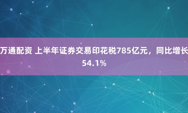 万通配资 上半年证券交易印花税785亿元，同比增长54.1%